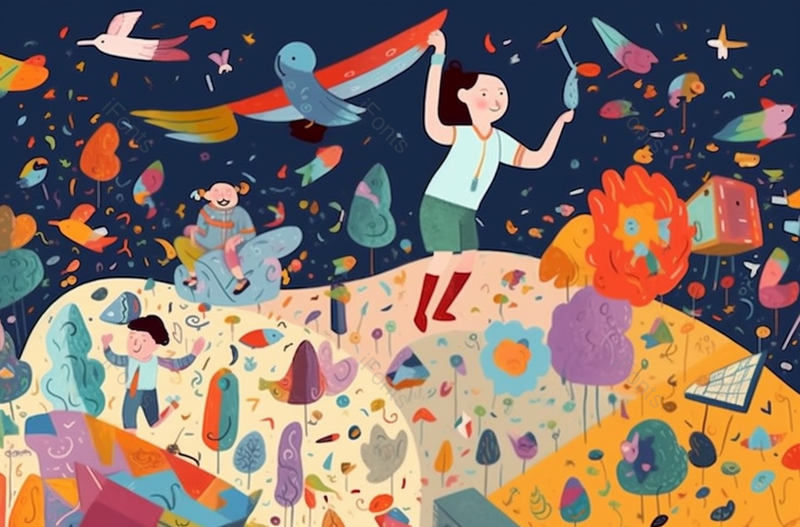 六一儿童节彩色画面书花朵狂欢庆祝派对孩子嬉戏书籍童真幻想插画,插画/手绘图,插画/手绘图库,插画/手绘图下载,插画/手绘